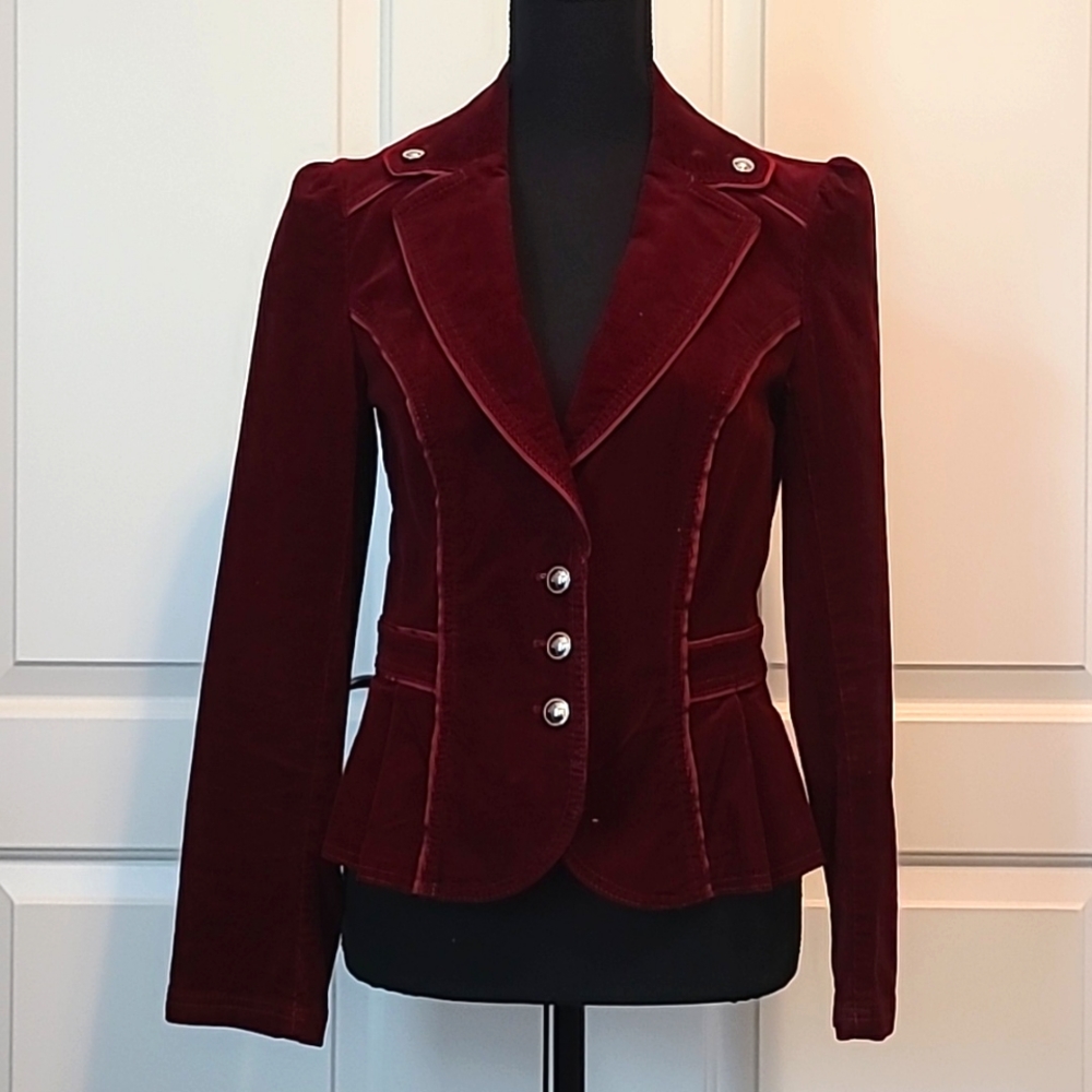 Size 2 Burgundy Corduroy Blazer